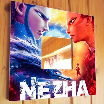 Декоративное зеркало "Мультфильм Нэчжа. Nezha" подарок фанатам анимэ, украшение в стиле манга, для интерьера детской, спальни