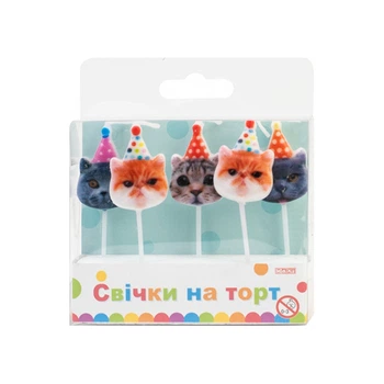 Набор свечей для торта Maxi "Смешные котята" 5 шт цветные (MX629241)