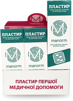 Пластир першої медичної допомоги Manorm на нетканій основі 19 x 72 мм 15 шт. х 10 пластирів (4820136731021)