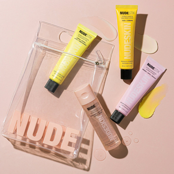 Набір для догляду за обличчям Nudestix Nudeskin 4 Steps Citrus Renew Косметичка + Лосьйон 60 мл + Очищуючий лосьйон 60 мл + Скраб 60 мл + Тонік 95 мл (839174005548)