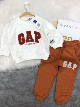 Костюм для мальчика (свитшот+джогеры) GAP 110 см бело-оранжевый
