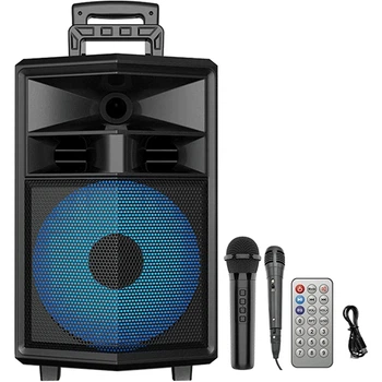 Портативна колонка ZQS-12130, Bluetooth, караоке, micro SD, карта, aux, usb 2 мікрофони