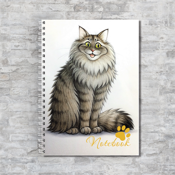 Блокнот А5 Кот + котенок на пружине 50 чистых листов бумага 80 г/м² ENTERSTORE (art. NTB-CAT-2503A5)