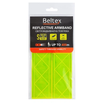 Светоотражающая повязка Beltex зеленая S 30-35см для пешеходов спортсменов и велосипедистов безопасность видимость (LO-TH_11C)