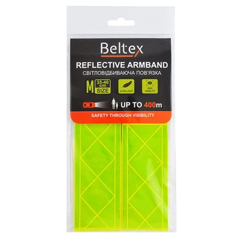 Светоотражающая повязка Beltex зеленая M 35-40см для пешеходов и велосипедистов видимость на дороге безопасность (LO-TH_11C)