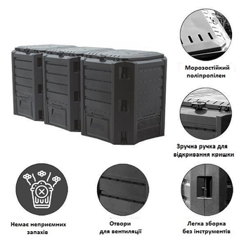 Трехсекционный садовый компостер 1200л Prosperplast MODULE COMPOGREEN, IKLM1200C