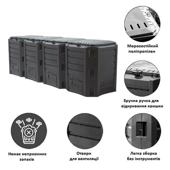 Четырехмодульный садовый компостер 1600л Prosperplast MODULE COMPOGREEN, IKLM1600C
