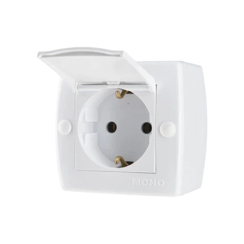 Розетка с заземлением и крышкой Mono Electric OCTANS IP20 белая