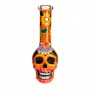 Скляний бонг Skull Mix Print Orange 25см