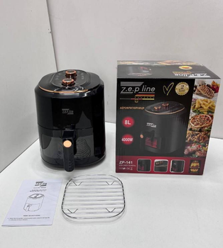 Аэрогриль Z.e.p line ZP-141 4000W аэрофритюрница безмасляная для приготовления без масла с регулировкой температуры 8 л черная