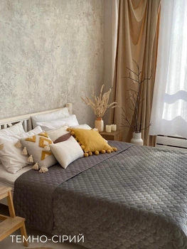 Покривало ТЕП велюрове Velour Ромб круглий Сірий Євро 220х240 см Двостороннє