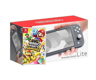 Игровая консоль Nintendo Switch Lite Gray + Игра Super Mario Party Jamboree (русские субтитры)