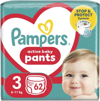 Подгузники-трусики Pampers Active Baby Pants Размер 3 (6-11 кг) 62 шт (8006540069233)