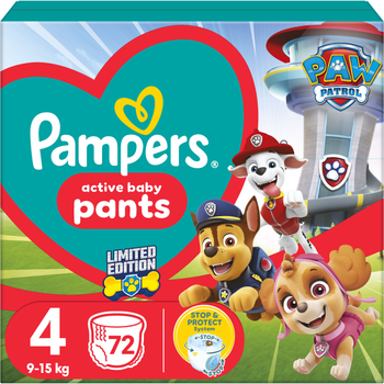 Подгузники-трусики Pampers Pants Щенячий патруль Размер 4 (9-15 кг) 72 шт (8006540863572)