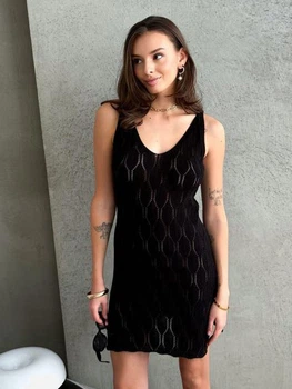Платье короткое летнее женское ARTKNIT Ажур S-M Черное (4823093466821)