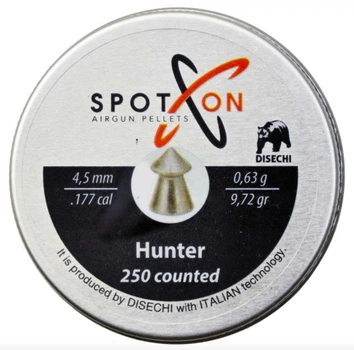 Пульки пневматические SPOTON Hunter 250шт, 4,5 мм, 0,63г,