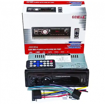 Автомагнітола 1 din — Bluetooth, FM, USB, microSD, AUX 4x60W JSD306 ISO