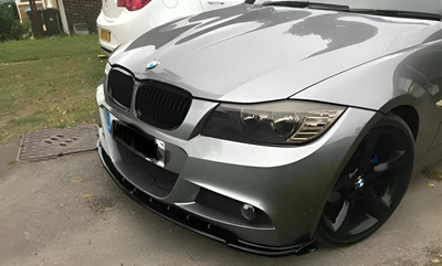 Губа под передний бампер для BMW 3 E90 2008-2011 M-Sport, черный глянец