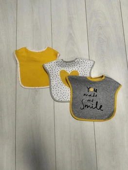 Слюнявчики непромокаемые серый белый желтый Smile Mothercare 3шт 6мес+ (400010150)