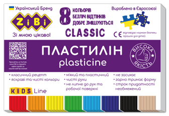 Пластилін 8кол. ZiBi KIDS Line 6231, CLASSIC 160г (30) /ZB.6231/