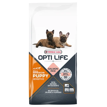 Сухой суперпремиум корм для щенков всех пород Opti Life Puppy Sensitive лосось 12.5кг (311639)