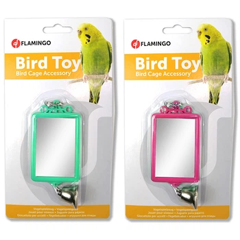 Іграшка для папуг прямокутне дзеркало з дзвіночком Flamingo Mirror Straight+Bell (100290)