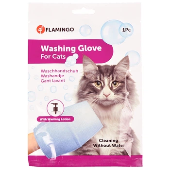 Миюча рукавиця-серветка для котів, купання без води Flamingo Washing Glove Cat (507322)