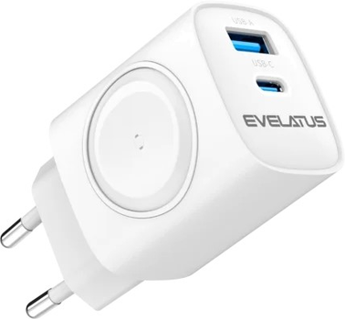 Зарядний пристрій Evelatus 2 in 1 Wall Charger Watch Edition 22W USB-A / USB-C UE White (4752192087593)