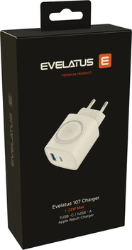 Зарядний пристрій Evelatus 2 in 1 Wall Charger Watch Edition 22W USB-A / USB-C UE White (4752192087593)