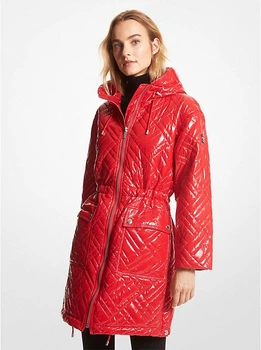 Куртка демісезонна жіноча Michael Kors Metallic Ciré Puffer XS червона