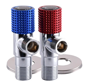 Комплект кранів кутових кераміка SOLOMON EXCLUSIVE 1/2″X1/2″ 9889 RED/BLUE (комплект2шт.)