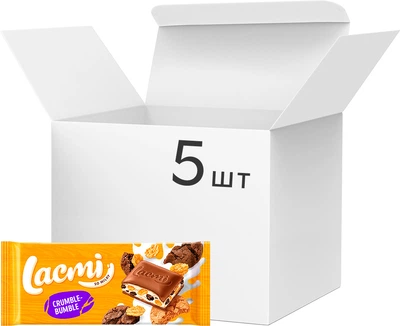 Упаковка шоколада Roshen Lacmi Crumble-Bumble молочного 83 г x 5 шт (4823077645891)