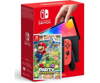 Nintendo Switch (OLED model) Neon Blue-Red + Игра Mario Party Superstars (русская версия)