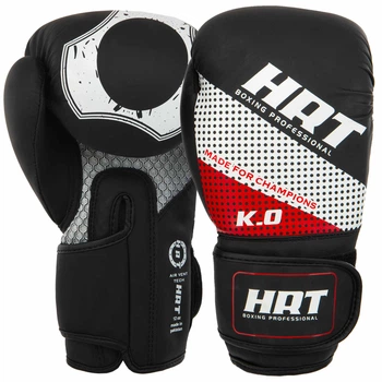 Перчатки боксерские PU HARD TOUCH BO-8469 (размер 14oz, Черно-красный) (BO-8469_Черно-красный_14_унц)
