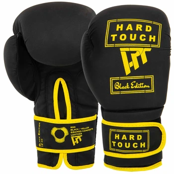 Перчатки боксерские PU HARD TOUCH BO-4658 (размер 14oz, Черный-золотой) (BO-4658_Черный-золотой_14_унц)