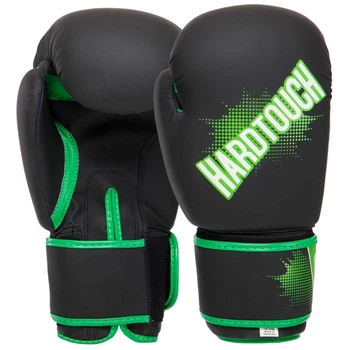 Перчатки боксерские PU на липучке HARD TOUCH BO-4432 (р-р 10oz, черно-зеленый)