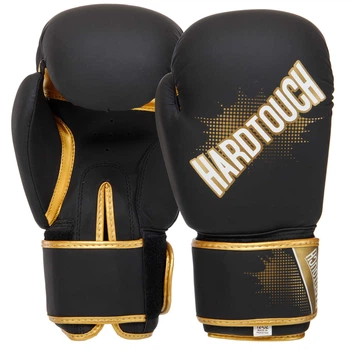 Перчатки боксерские PU на липучке HARD TOUCH BO-4432 (р-р 10oz, черный-золотой)