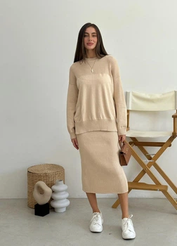 Юбка вязаная ART KNIT Katrin Бежевая L/XL