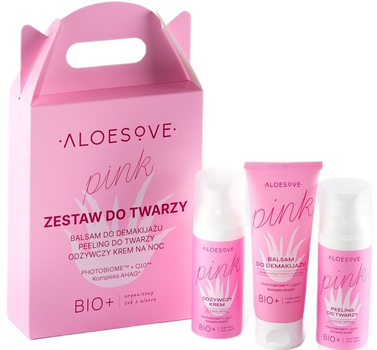 Zestaw do pielęgnacji twarzy Aloesove Pink Balsam do demakijażu 75 ml + Peeling do twarzy 50 ml + Krem odżywczy na noc 50 ml (5906657520470)