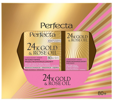 Набір для догляду за обличчям Perfecta 24K Gold and Rose Oil Крем для обличчя 80+ 50 мл + Крем для шкіри навколо очей 15 мл (5900525092113)