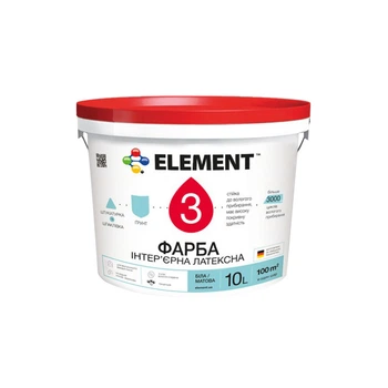 Интерьерная краска латексная Element 3 база А матовая белая 10 л