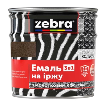 Эмаль антикоррозионная Zebra 3 в 1 Кольчуга Молотковая 88 коричневая 0,7 кг