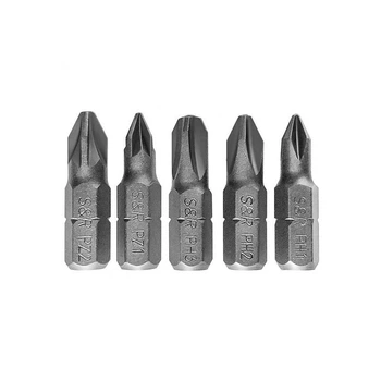 Набор бит S&R 251025005 S2 PH1/2/3 PZ1/2 25 мм 5 шт