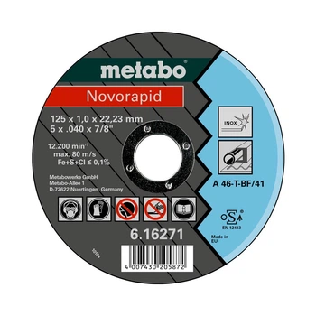 Круг відрізний Metabo Novorapid 616271000 Inox по металу 125*1*22,2 мм