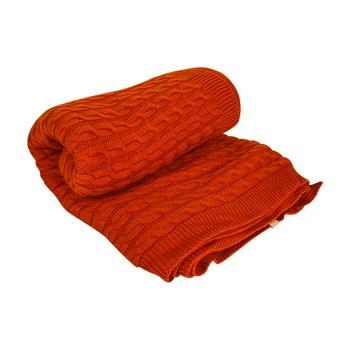Вязаный плед Прованс Happy Fall Kosa 130*170 см оранжевый
