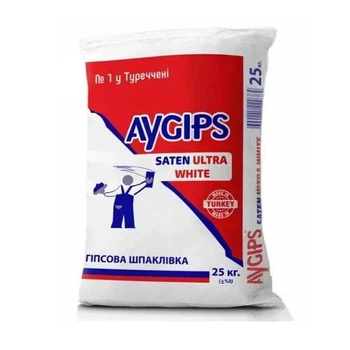 Шпаклевка гипсовая AyGips Saten ultra white 25 кг