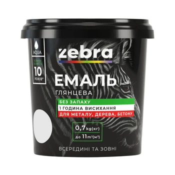Эмаль акриловая Зебра 10 белая 0,7 кг
