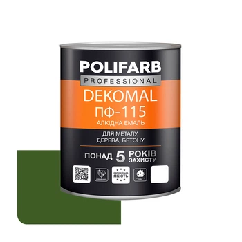 Емаль алкідна Polifarb DekoMal ПФ-115 темно-зелена 0,9 кг