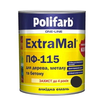 Эмаль алкидная Polifarb ExtraMal ПФ-115 черная 0,9 кг