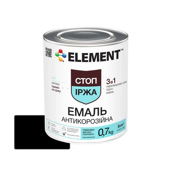 Эмаль антикоррозийная Element 3 в 1 Стоп ржавчина черная 0,75 л